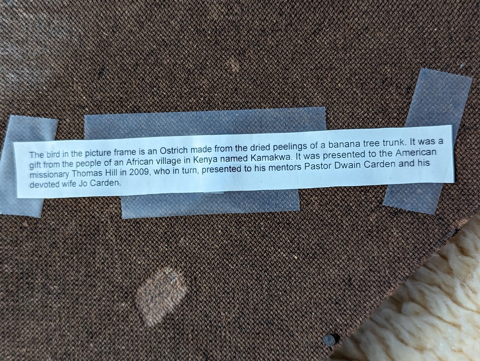 Handmade African Banana Tree Art Ostrich Christian Wall Decor Psalm 23:6 Vintage