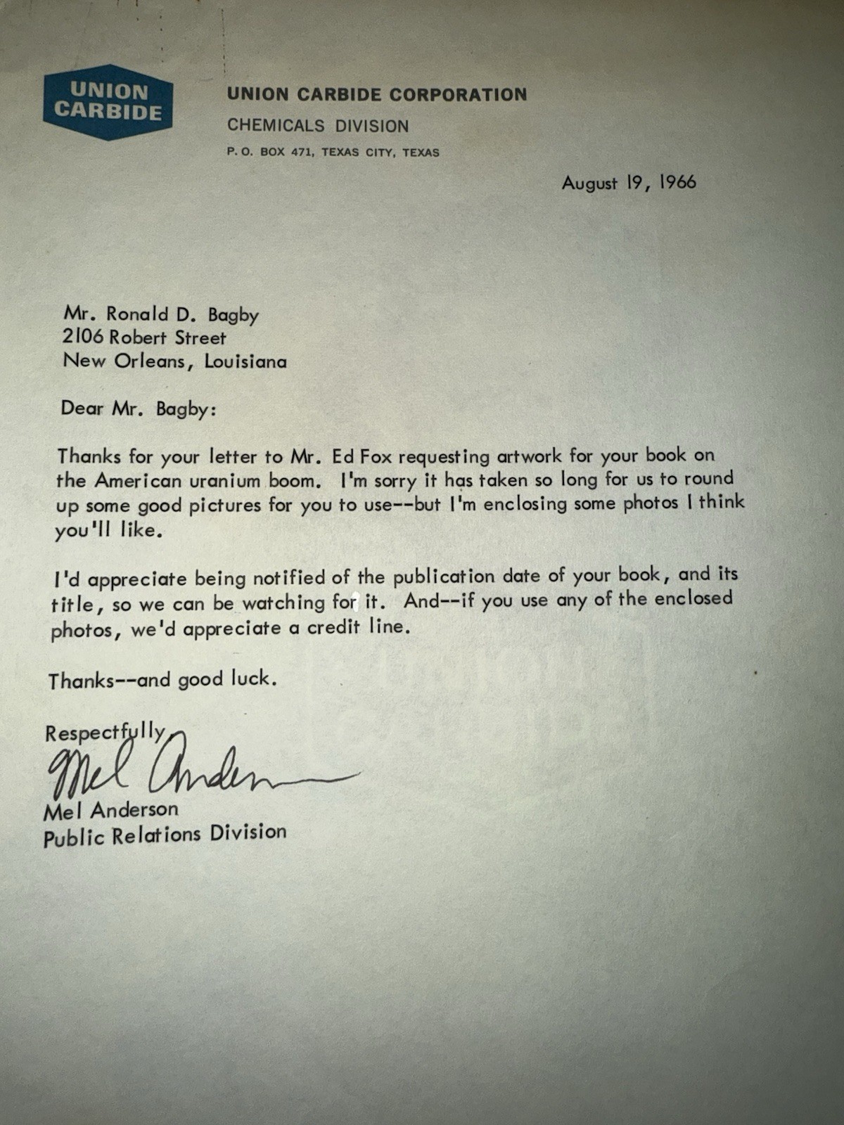 UNION CARBIDE CORP Binder With 70 Uranium Mining Related Photos