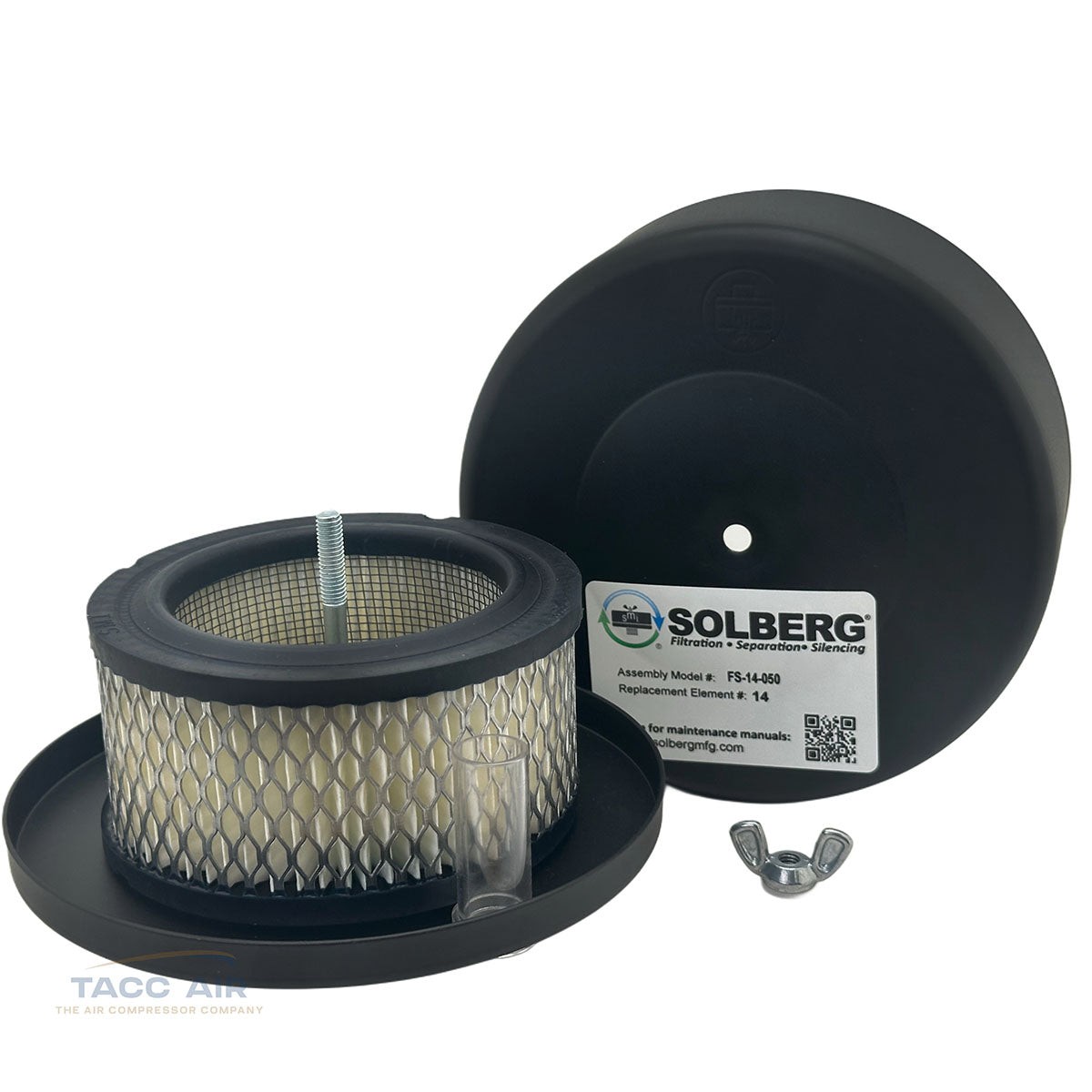 1/2" NPT Air Compressor Intake Filter Silencer Metal Housing Canister USA Made