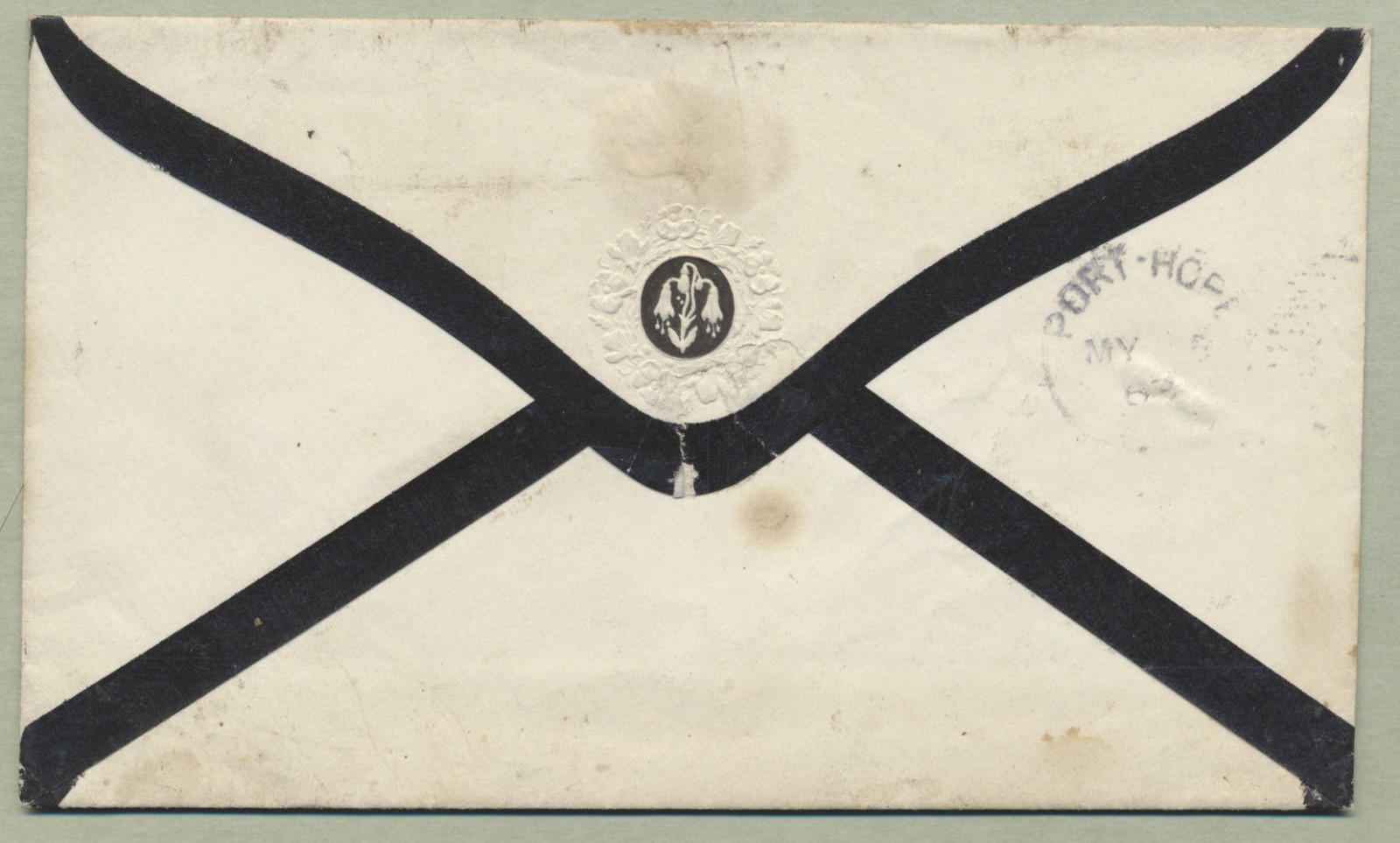 1863 Stampless Mourning Cover with Letter Hamilton CW to Port Hope 'PAID 5'