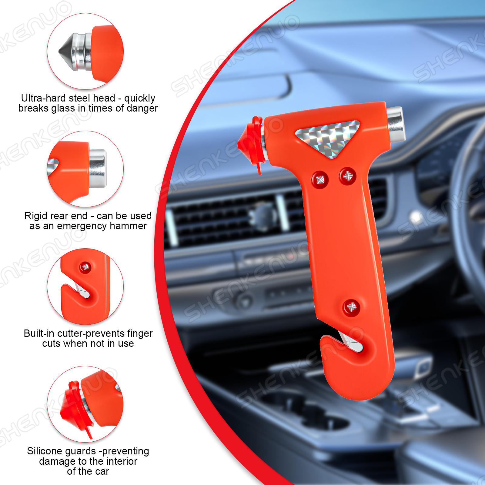 Car Safety Hammer Window Glass Breaker Seat Belt Emergency Escape Cutter Tool US
