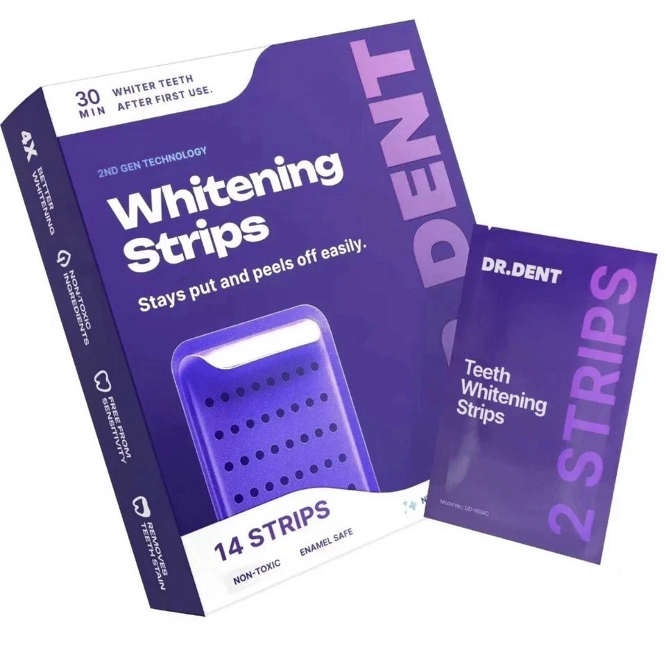 DRDENT Purple Teeth Whitening Strips - 7/21 Whitening Sessions - Safe for Enamel