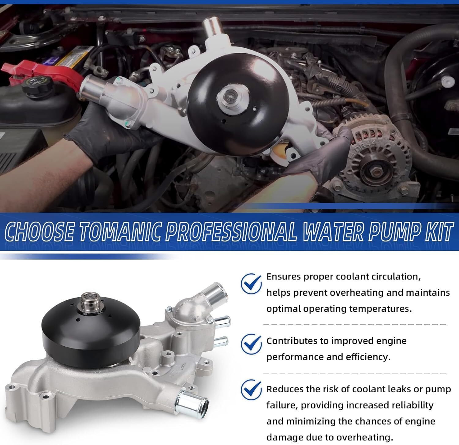 Water Pump w/ Thermostat for 2007-16 Chevrolet GMC Vortec 4.8L/5.3L/6.0L/6.2L