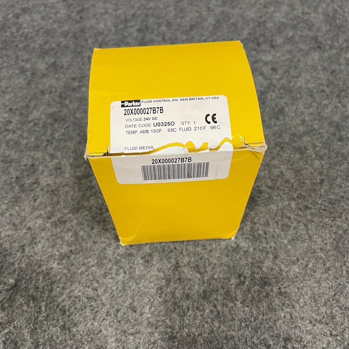 PARKER 20X000027B7B Fluid Control Valve, 5/32" Orifice, 0-50 PSI, 24 VDC