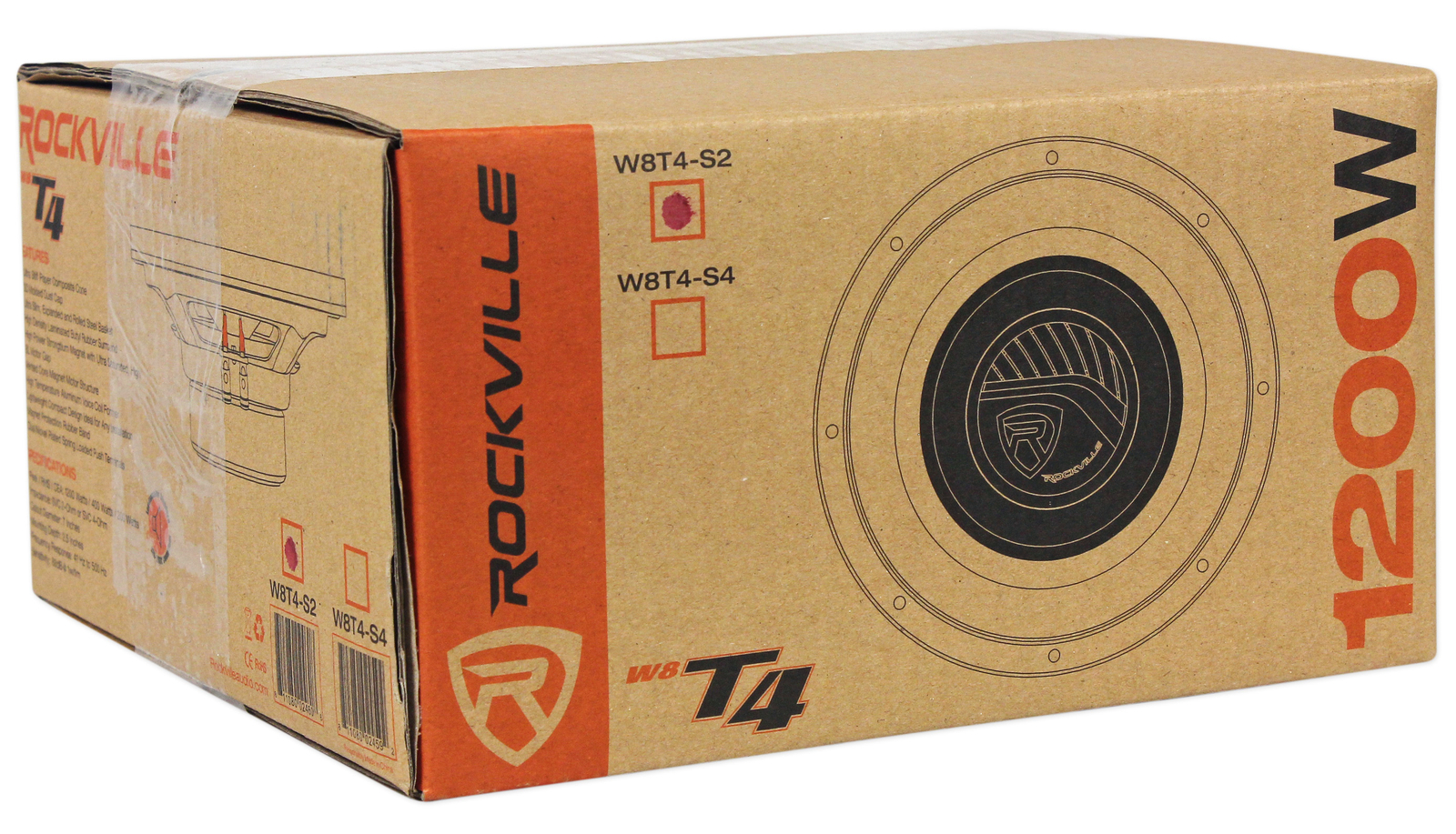 Rockville W8T4-S2 8" Shallow Mount 1000 Watt Slim Car Audio Subwoofer 2-Ohm Sub