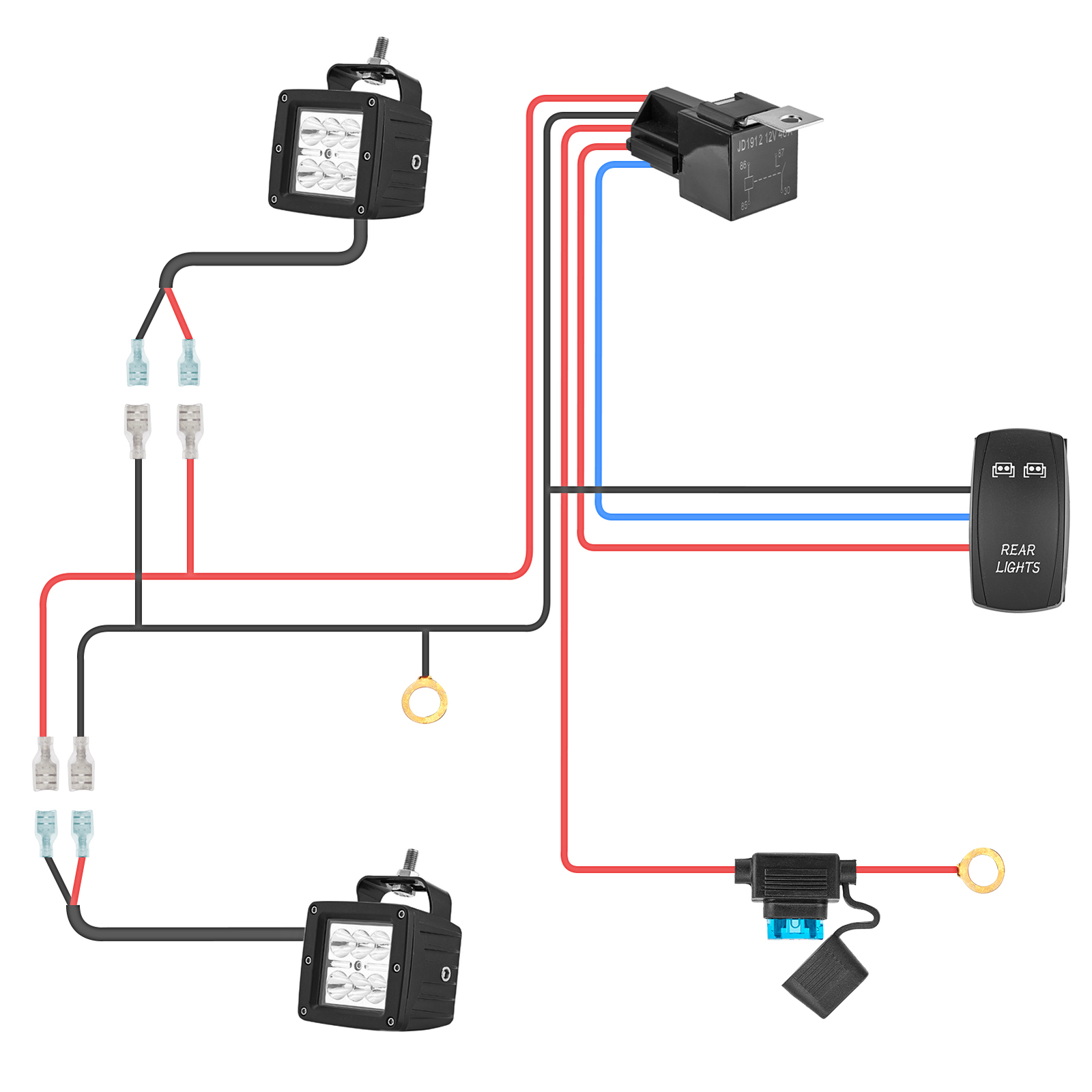 For Can-Am Commander Maverick X3 Defender Rear Light Rocker Switch Wire Harness