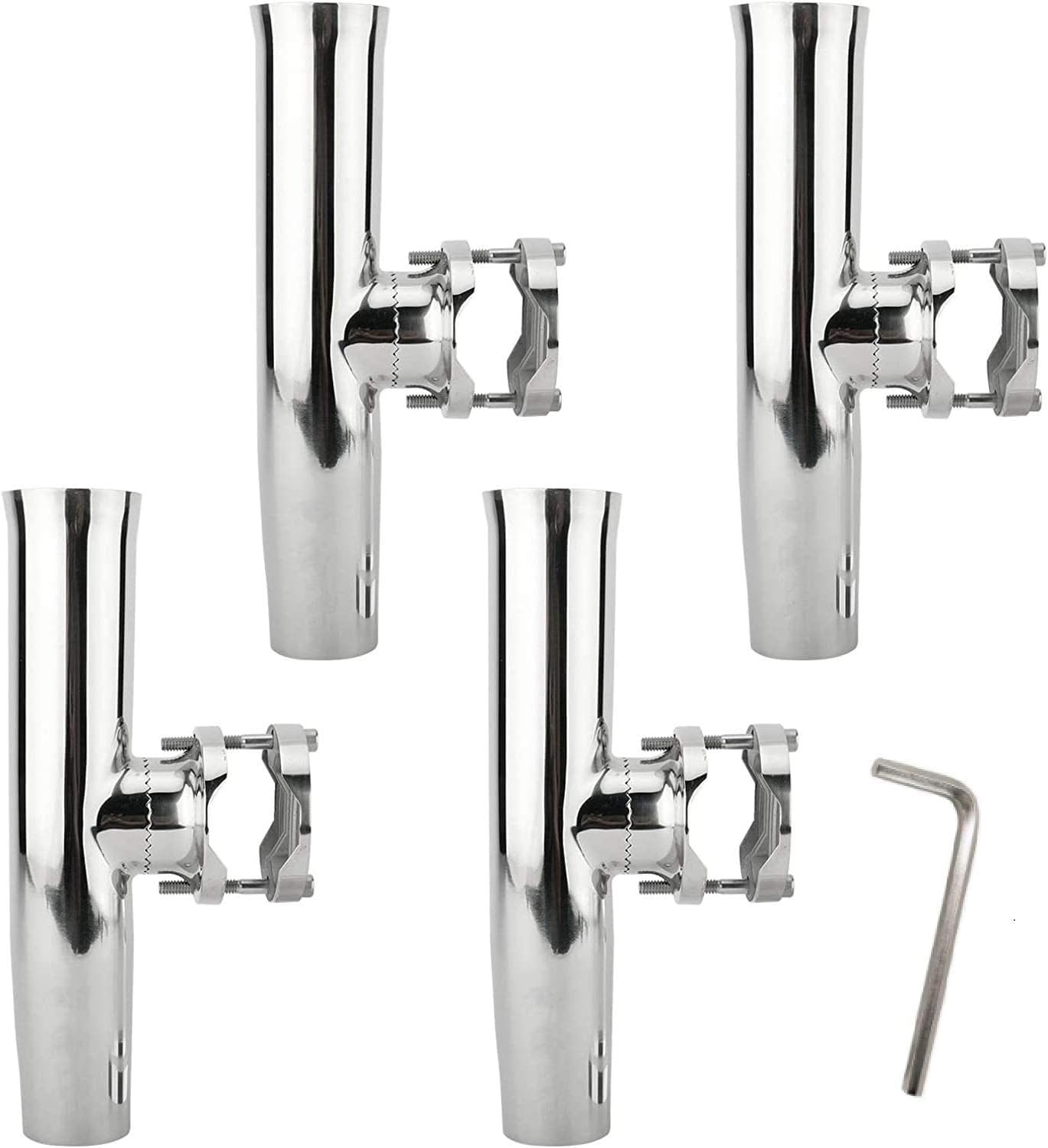 4 Pack Boat Fishing Rod Holder Tournament Style Clamp on for Rails 1-1/4" to 2"