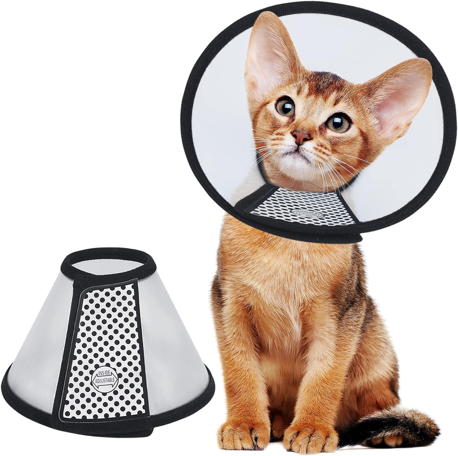 Vivifying Cat Cone, Adjustable M（Neck: 7.2-9.0 in）, Black