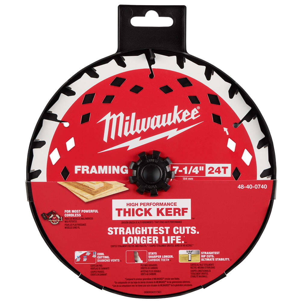 Milwaukee 48-40-0740 7-1/4" 24T Thick Kerf Framing Circular Saw Blade