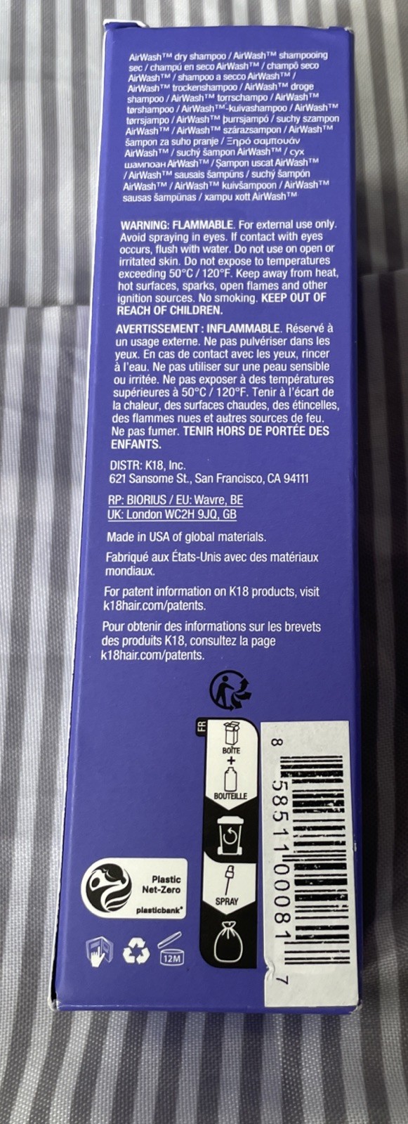 K18 Biomimetic Hairscience AirWash Dry Shampoo, 4 oz / 118 ml,New,Sealed