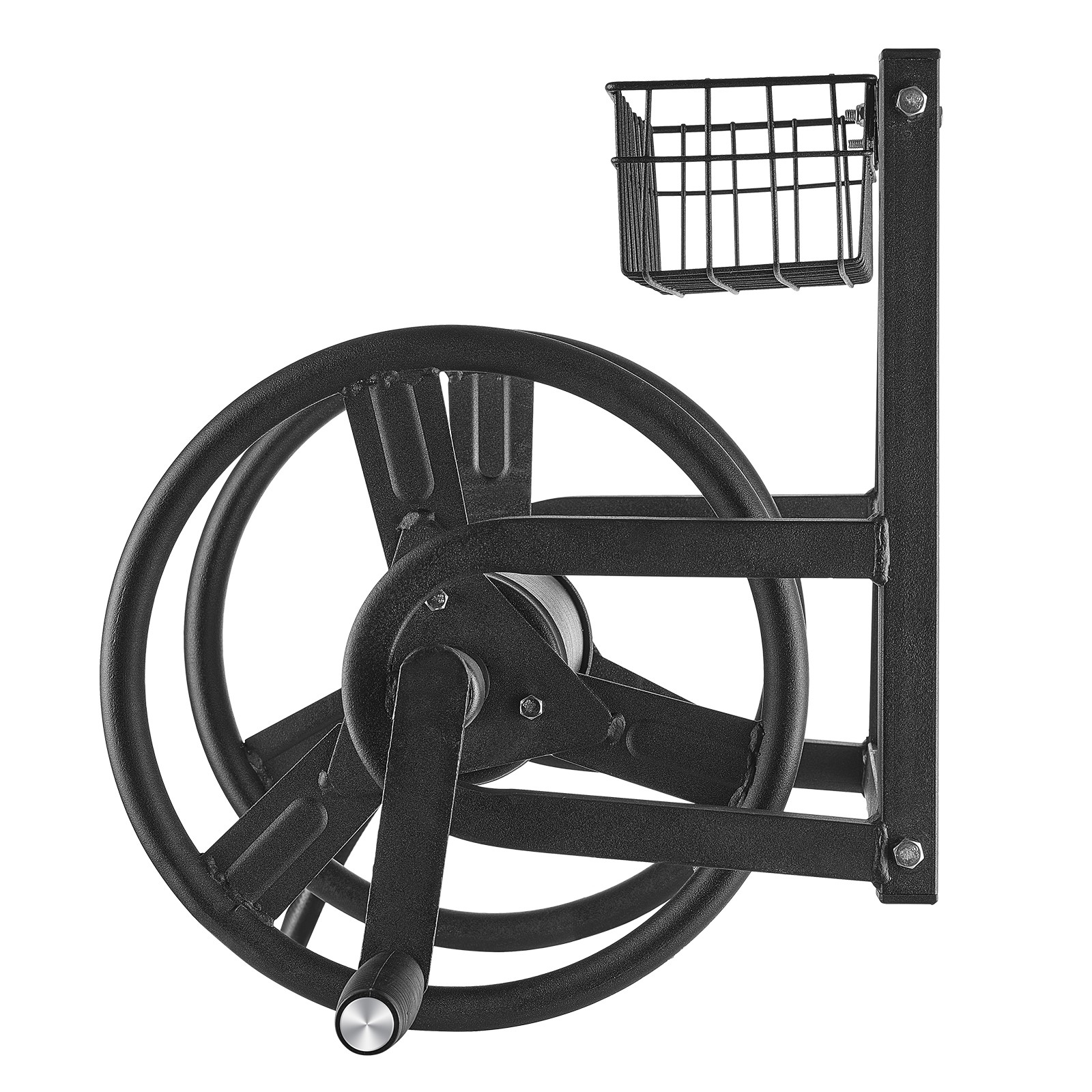 Wall Mounted Garden Hose Reel 125ft 5/8 in Hose Holder Brass Fitting & Basket