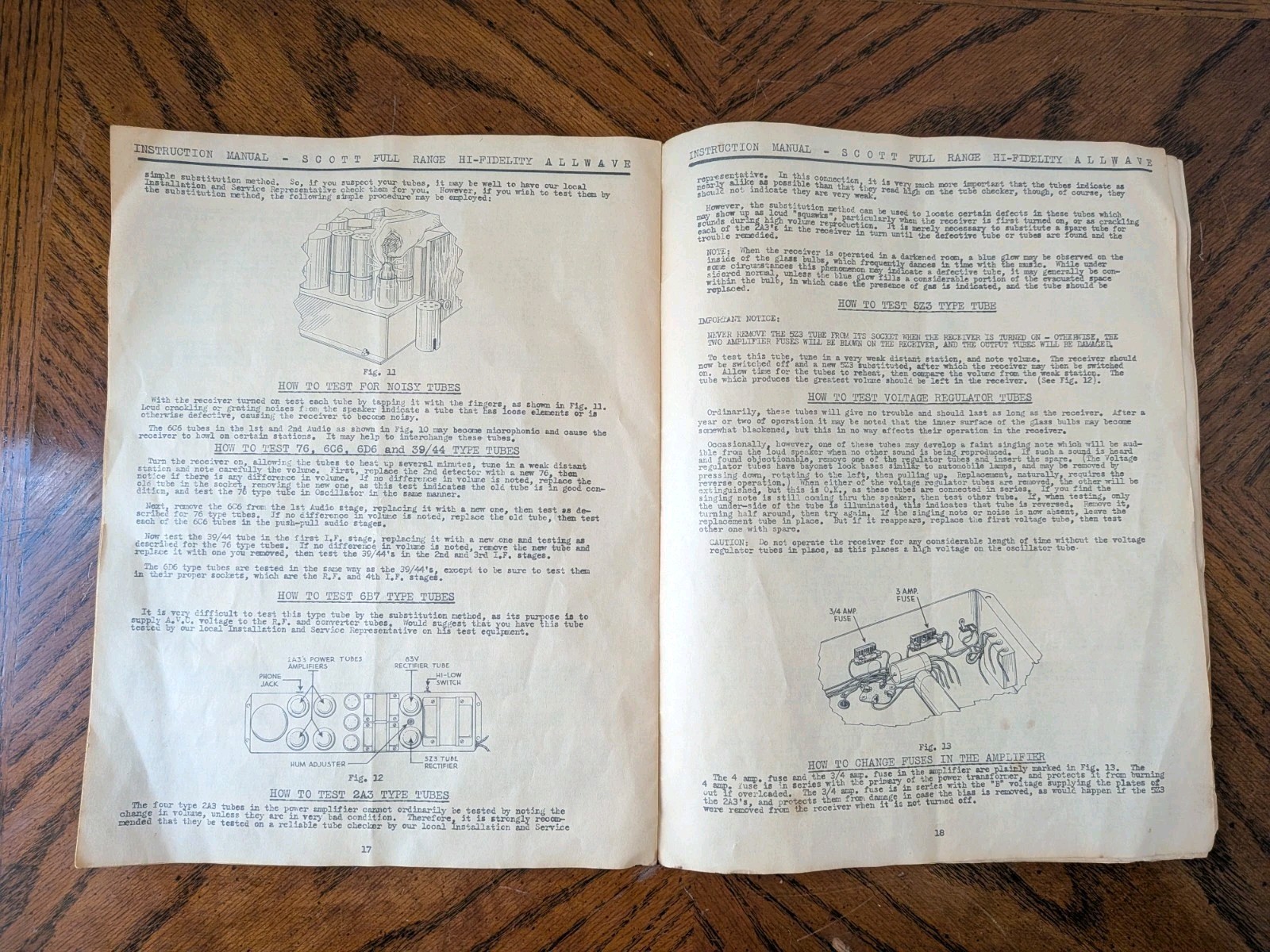 Original EH Scott Full Range High Fidelity Radio Instruction Manual