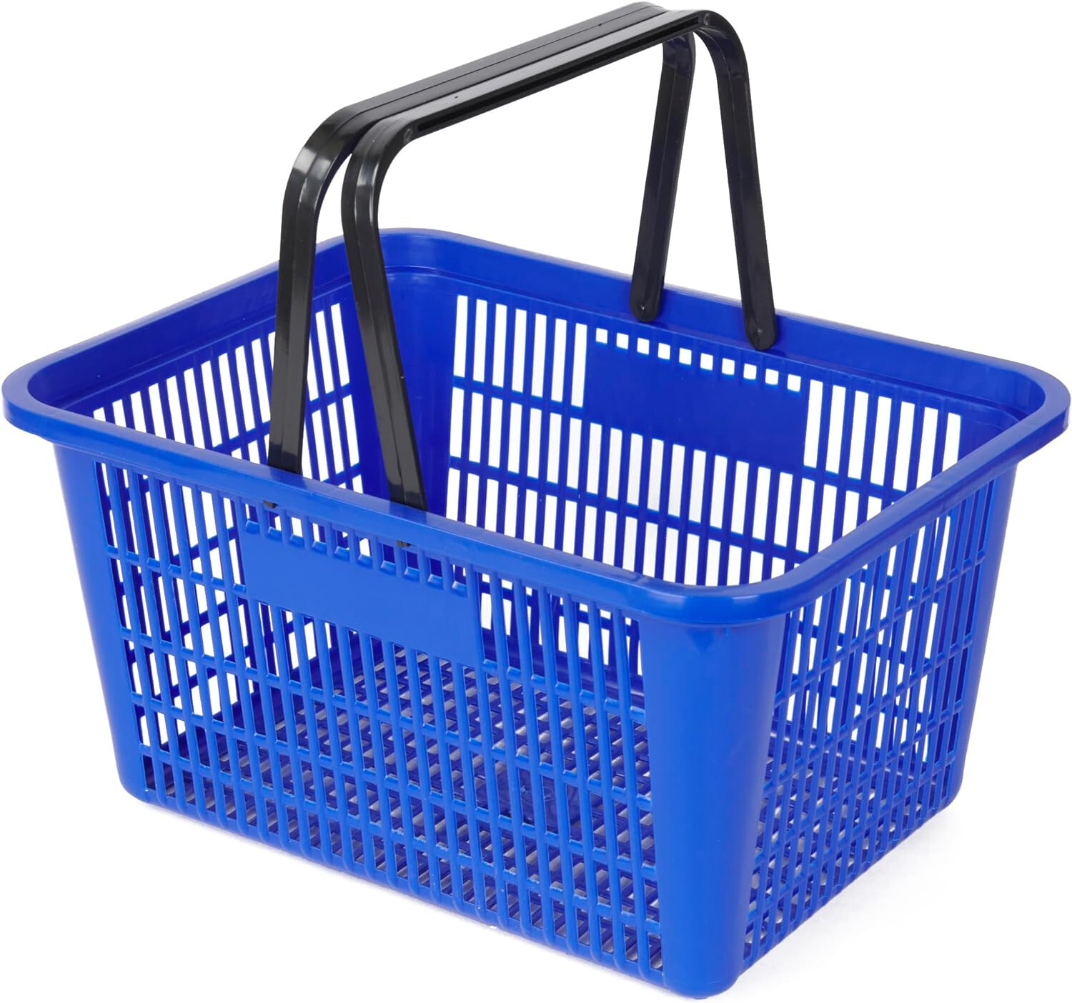 Blue Shopping Basket Plastic Retail Merchandise 12" x 17" Supermarket Handles