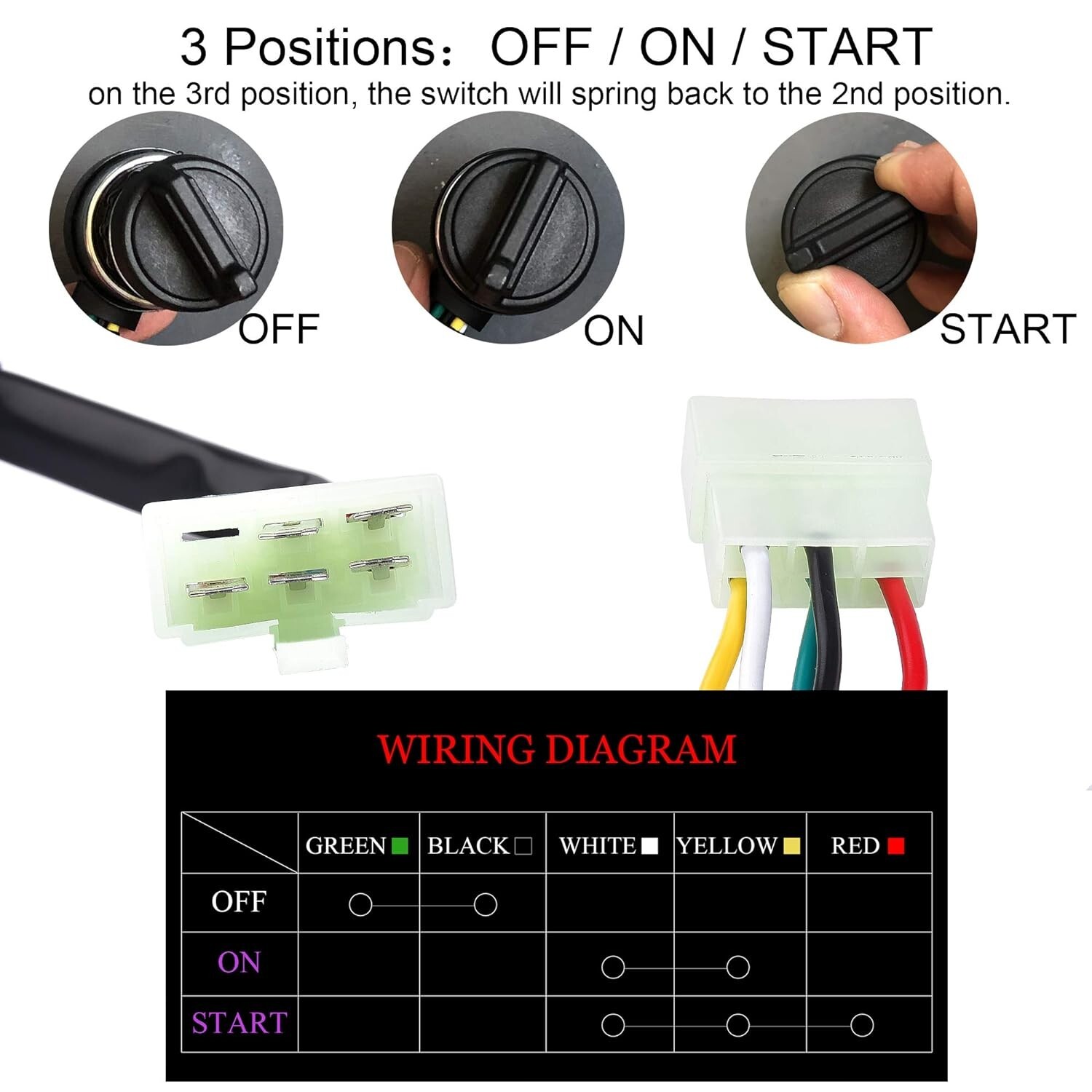 Ignition Key Switch Go Kart ATV UTV 5 Pin Wire Chinese 50cc 150cc 250cc Sunl