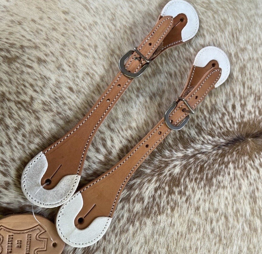 Adult Size Pair Rawhide Top Grain Leather Western Spur Straps FREE SHIPPING