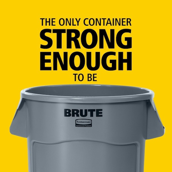 Rubbermaid Commercial Fg261000yel Brute(R) 10 Gal Round Trash Can, Yellow,
