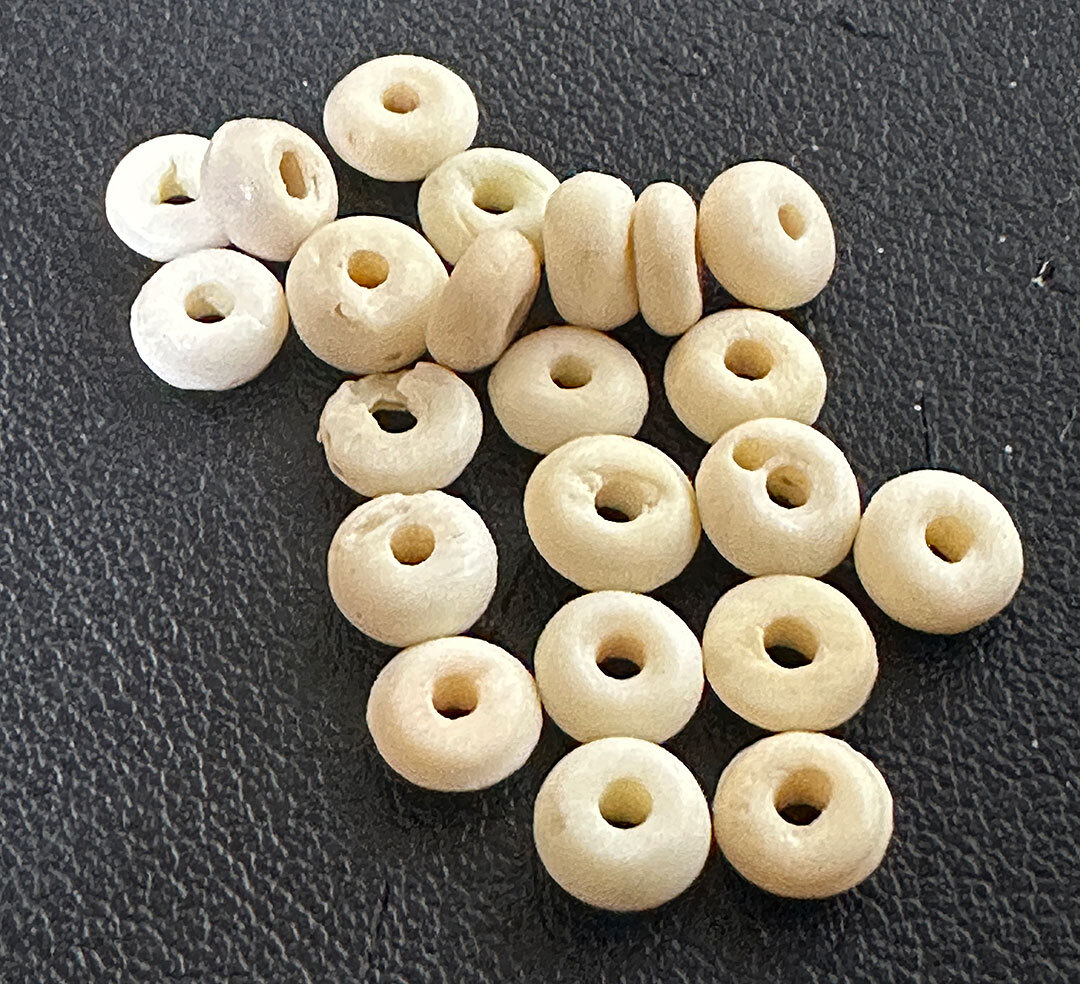(10) Crow Indian Trade Beads Bone Donut Beads Fur Trade Era