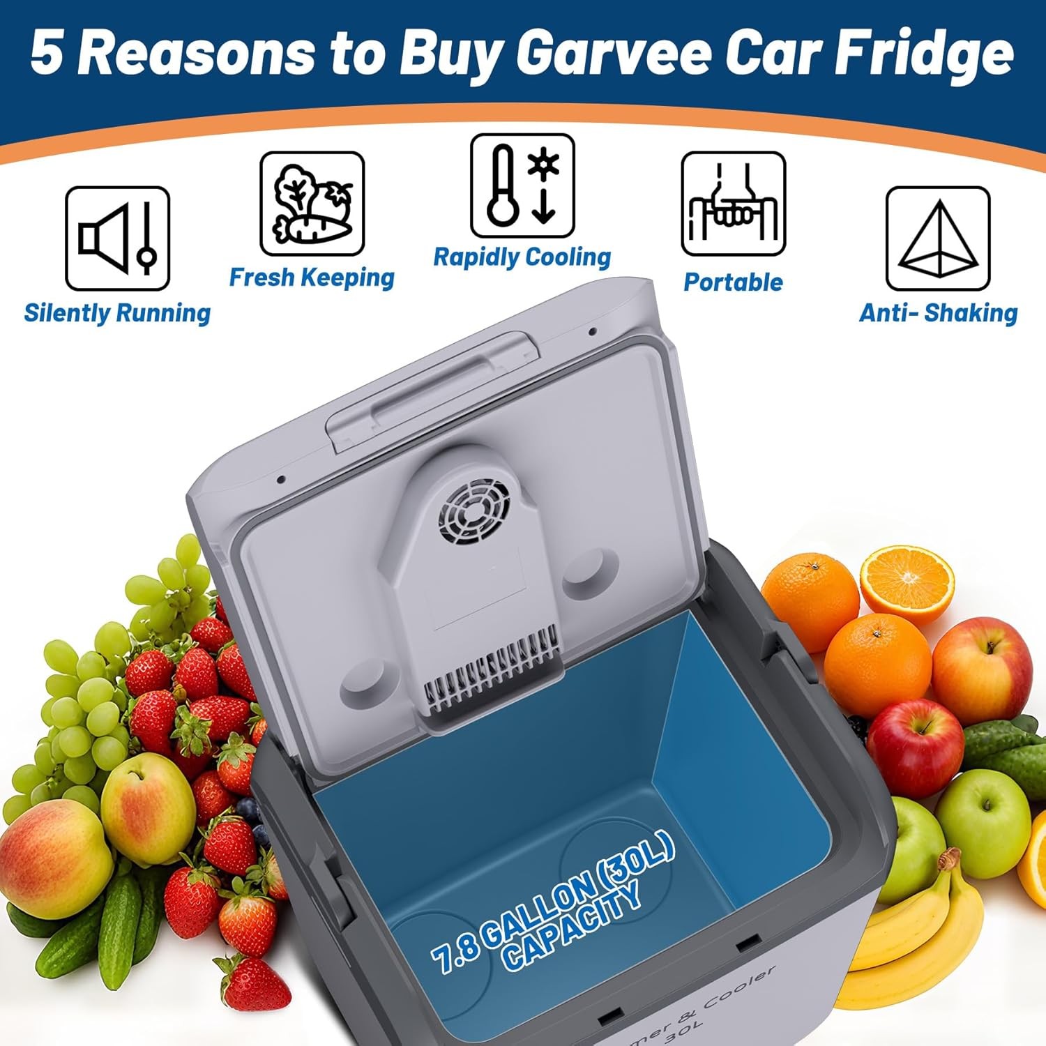 32QT Electric Cooler & Warmer Portable Car Refrigerator 12V Car Cooler