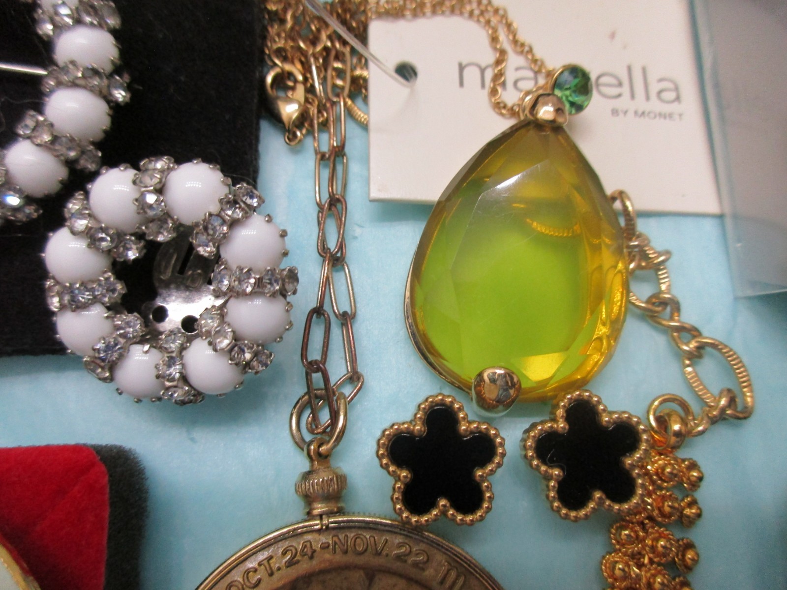 Vtg to Now Lot JEWELRY WEISS C.TRIFARI,925 Swiss Piano+Cameo Locket brooch,ring+