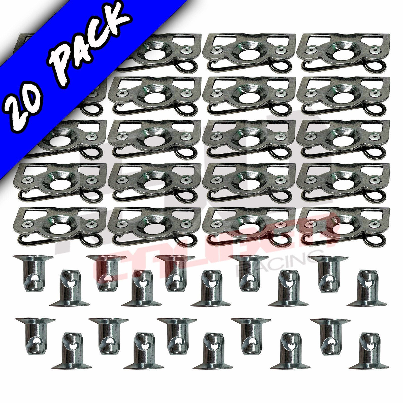 20 Piece Dzus Tabs Kit - Plate Button Fastener Spring RZR X3 Teryx UTV Sand Rail