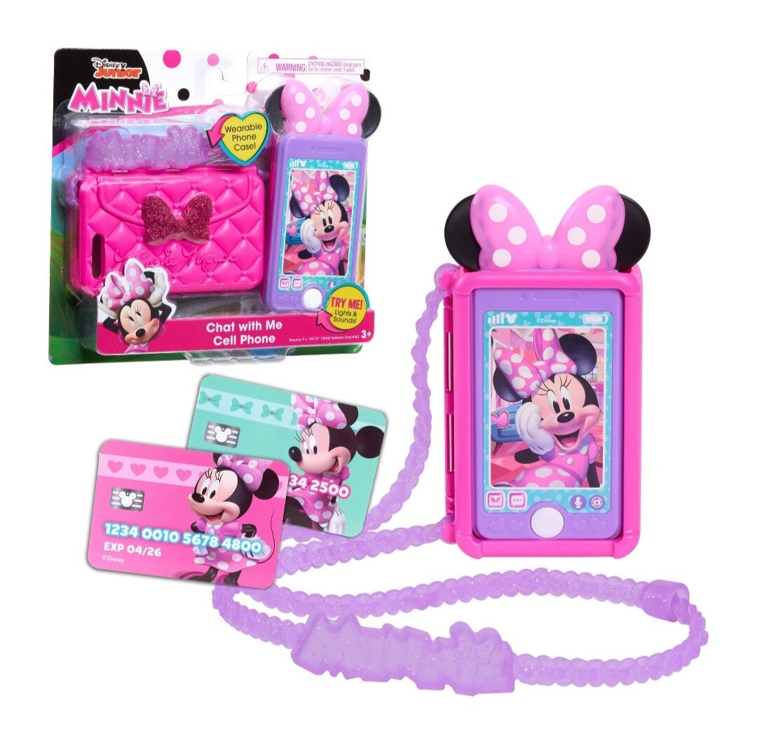 New Minnie Mouse Disney Junior Chat with Me Cell Phone Set with Lights and Sound