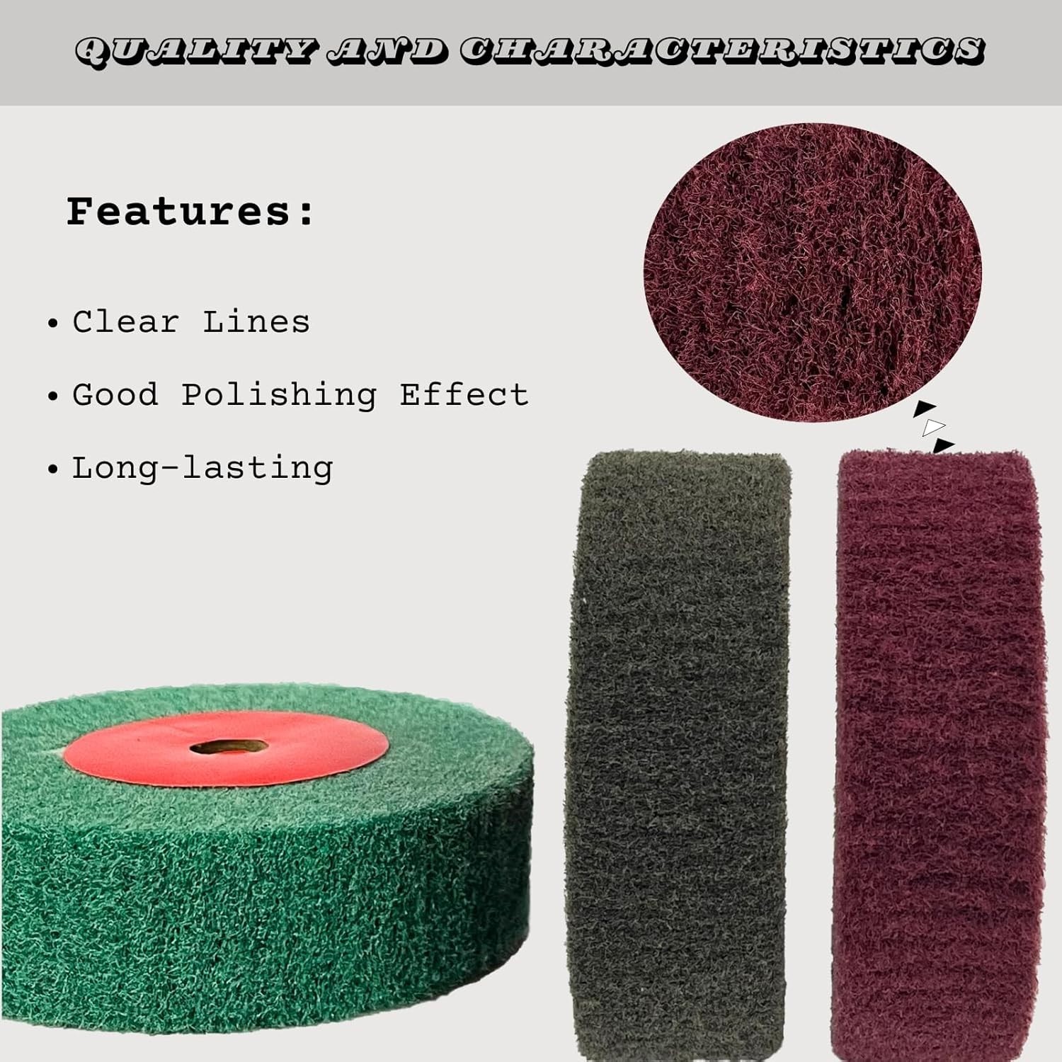 3Pcs 4" Nylon Polishing Wheels, 320/600/800 Grit, 1.2" Thickness, 1/2" Arbor