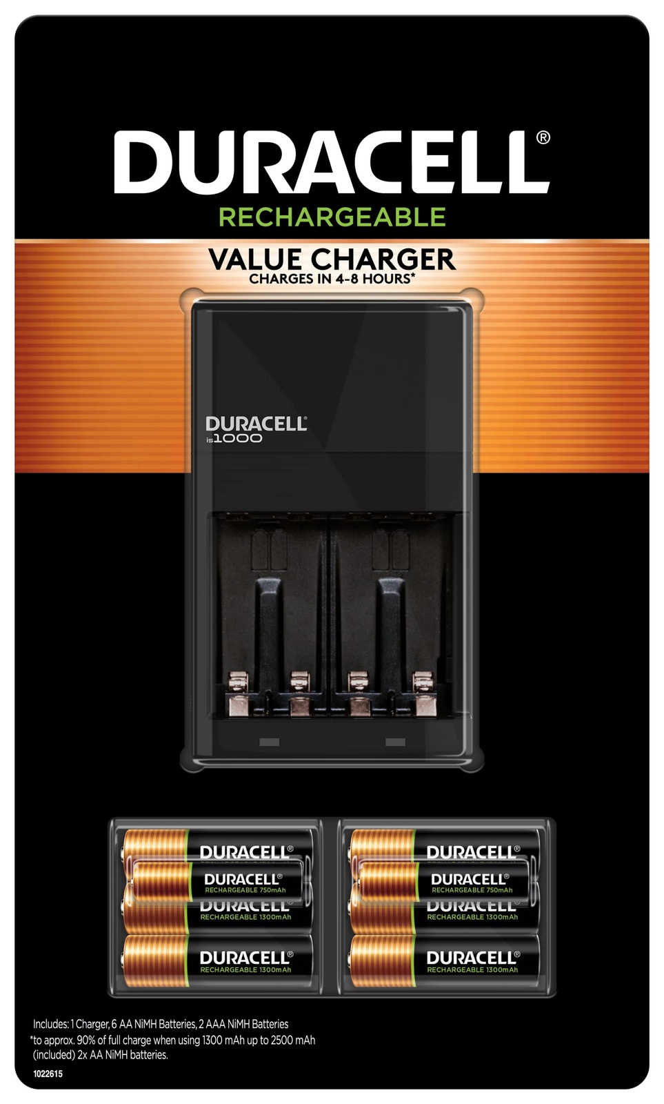Duracell Charger for Rechargeable AA and AAA Batteries, 4 Slots - 2 Pack