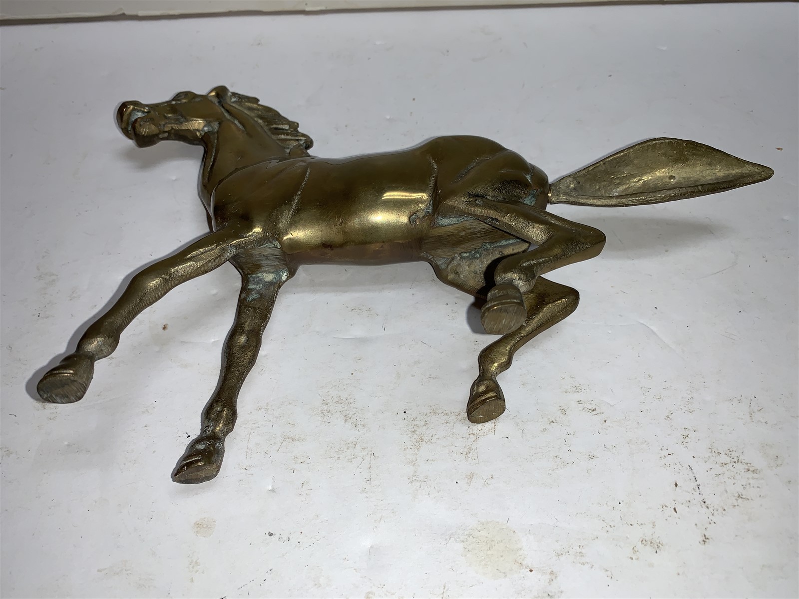Brass Horse 7 1/2 in Figurine Statue Equestrian Stallion
