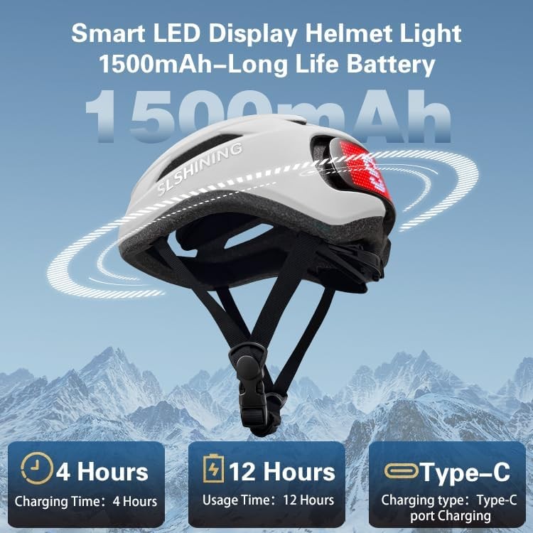 Adult Cycling Smart Helmet LED Rear Light Turn Signals App Control Road Mountain