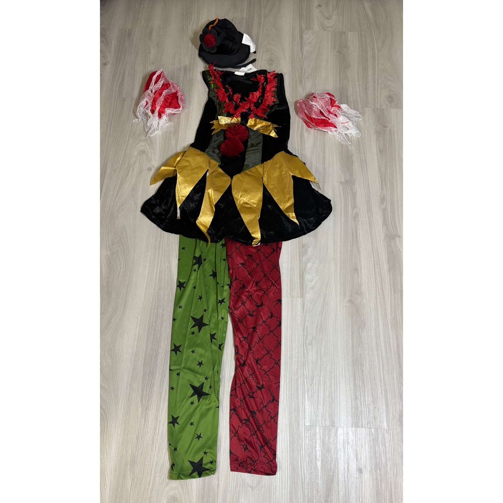 Rubies Evil Clown Costume Womens S Red Black Halloween Cosplay Dress Leggings