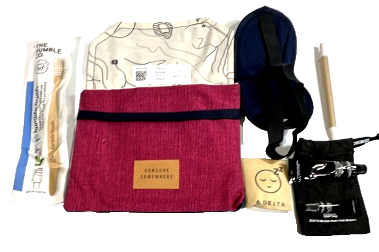 Delta One Travel Amenity Kit Mexican Artisan Designed Red (10-Pack)