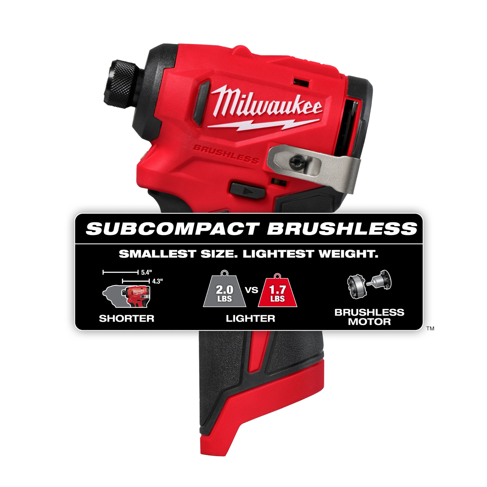 Milwaukee 3450-20 M12 12 Volt 1/4" Hex Subcompact Brushless Hex Impact Driver