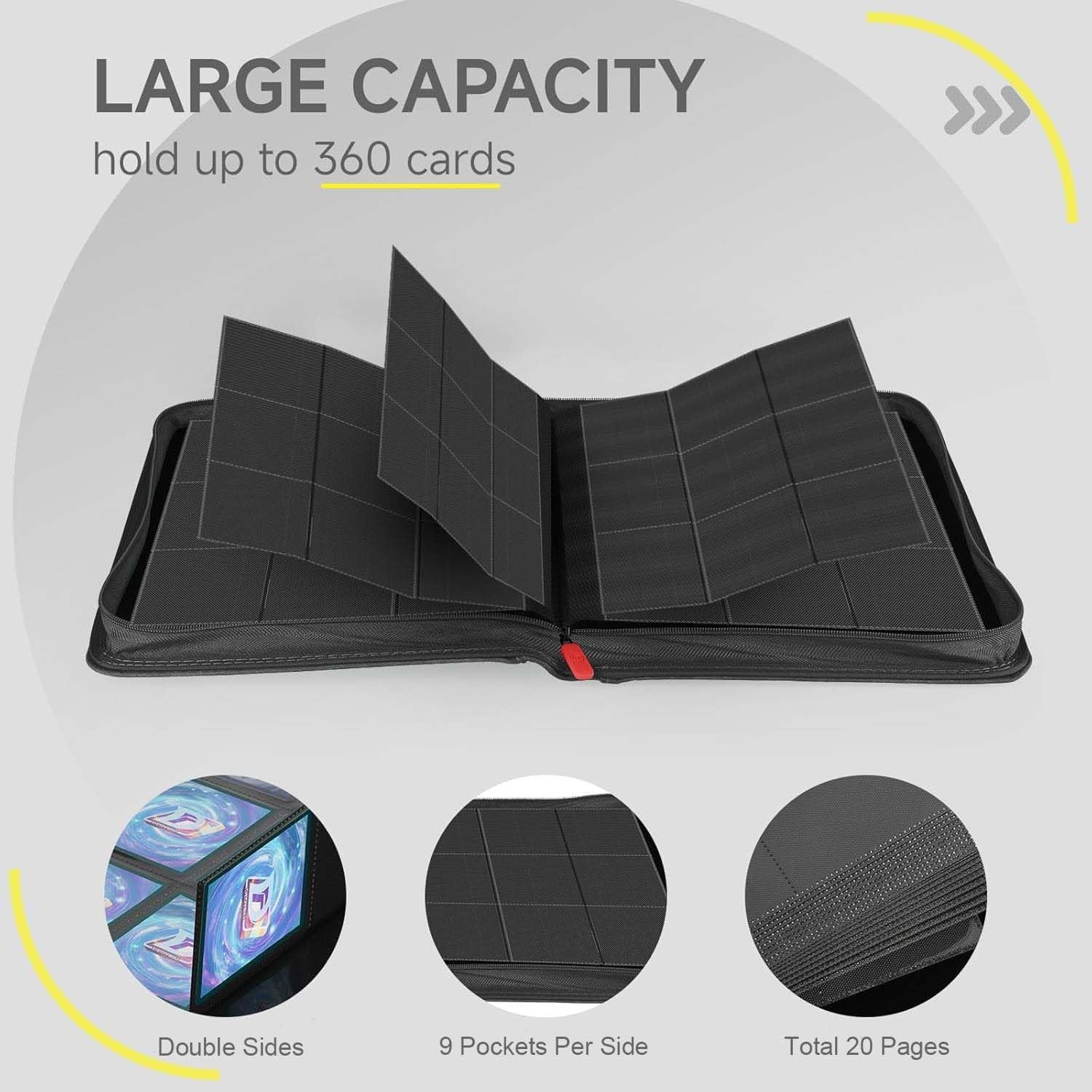 Vault X 9 Pocket Trading Card Zip Binder, 360 Cards, Premium Exo-Tec Album Mater