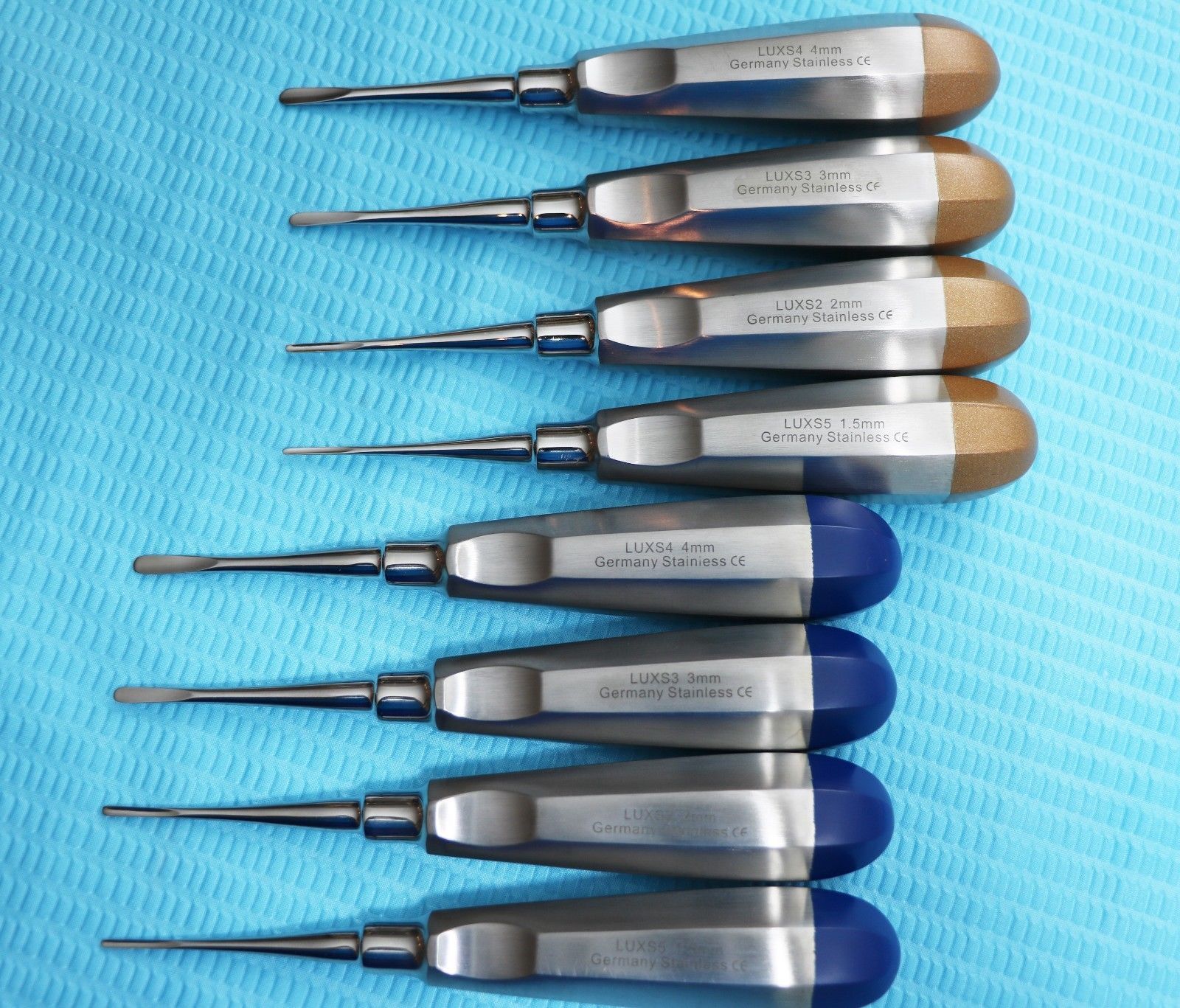 GERMAN 8 PC STRAIGHT DENTAL SURGERY EXTRACTING LUXATING APICAL ROOT TIP ELEVATOR