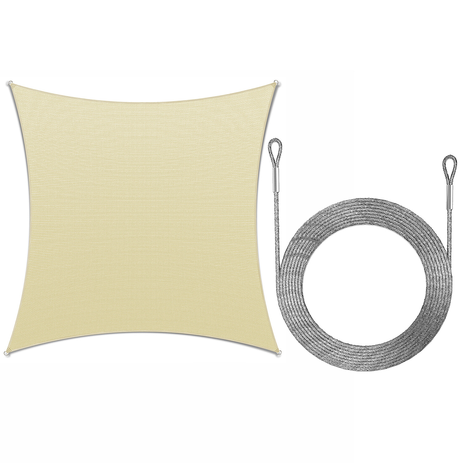 ColourTree Rectangle Sun Shade Sail with Steel Cable Ropes