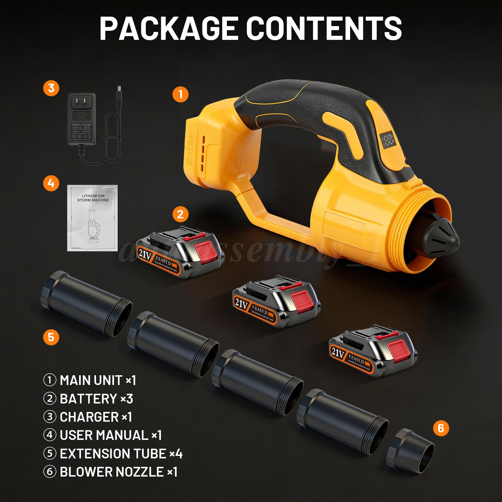 Cordless Leaf Blower 680CFM/280MPH & 2 Speed Levels Electric w/3 Batteries 6.0Ah