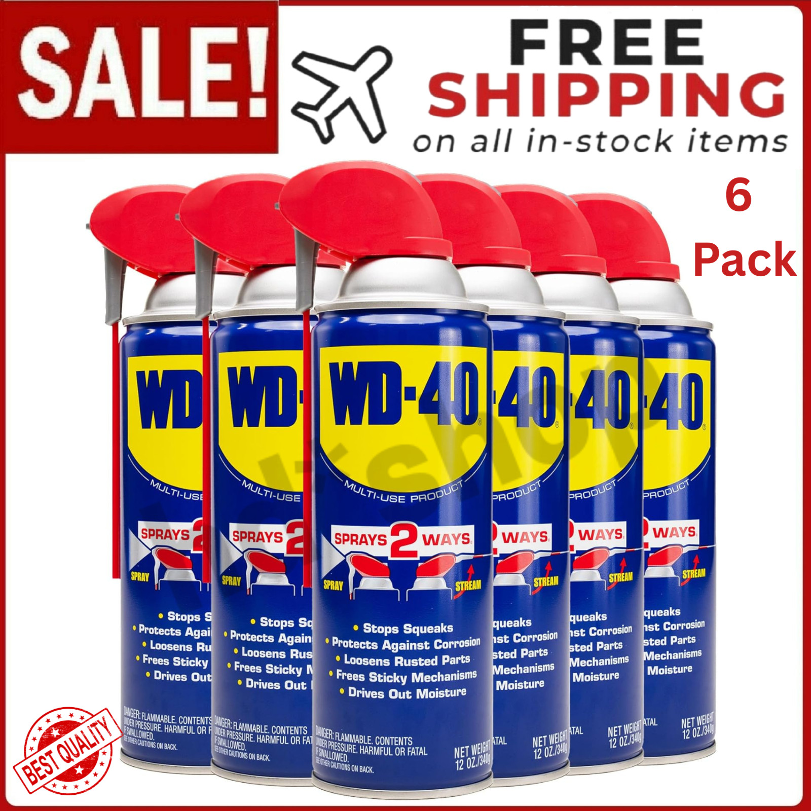 WD-40 Original Formula Multi-Use Product with Smart Straw Sprays 2 Ways,12oz 6Pk