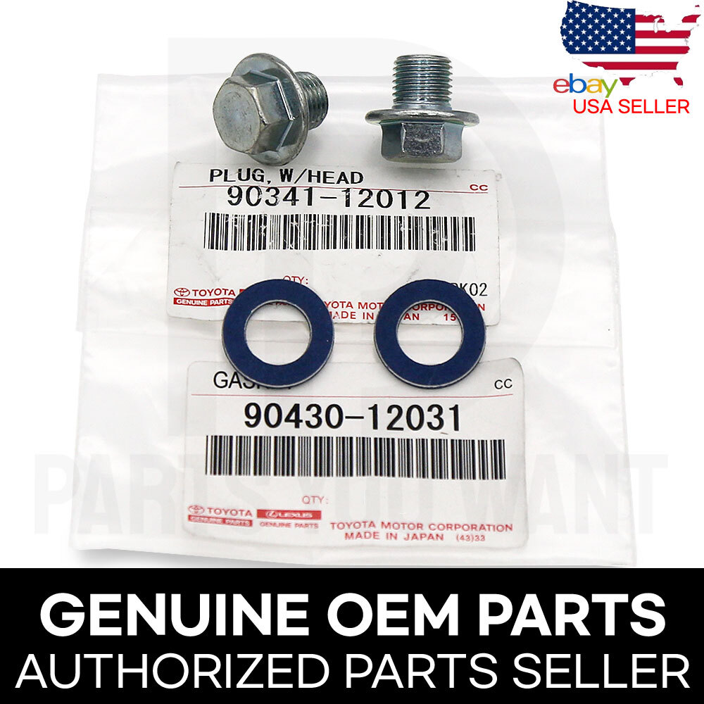 GENUINE Toyota Lexus OEM Oil Drain Plug 90341-12012 + Gasket 90430-12031 [2 SET]