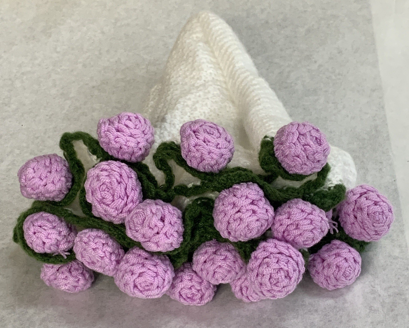 Crochet Purple Tulip Flower Bouquet Throw Blanket Handmade Knitted Ultra Soft