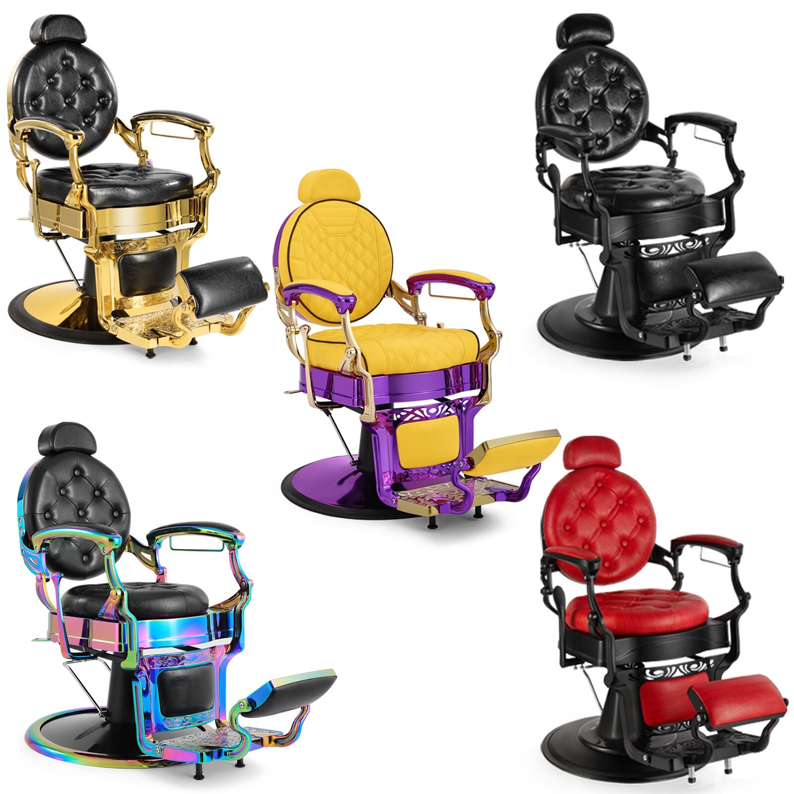 Vintage Heavy Duty Hydraulic Barber Chairs Reclining Salon Beauty Hair Stylings