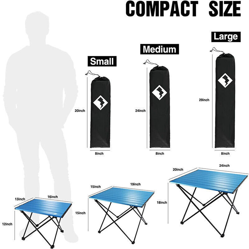 VILLEY 24" Portable Camping Side Table Ultralight Aluminum Folding Beach Table