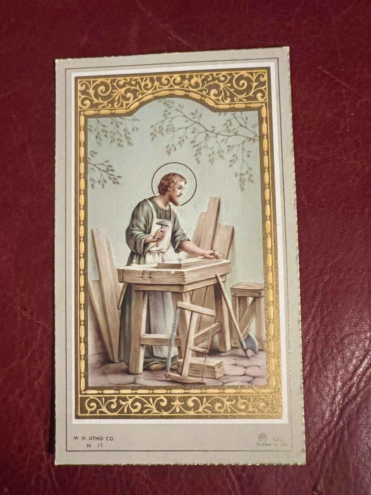 Vintage Catholic Holy Card - Gilded - St. Joseph 1950's