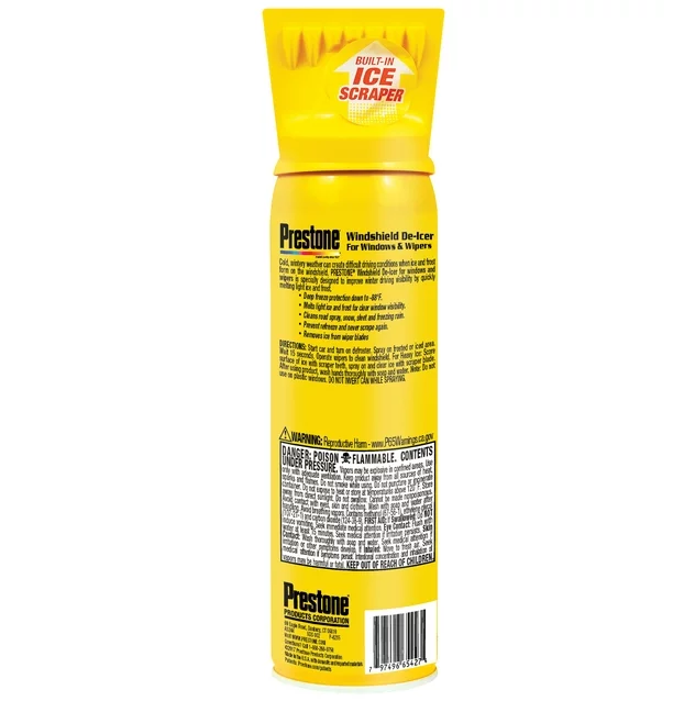Prestone Windshield De-Icer For Wipers And Windows With Ice Scraper - 17 oz.