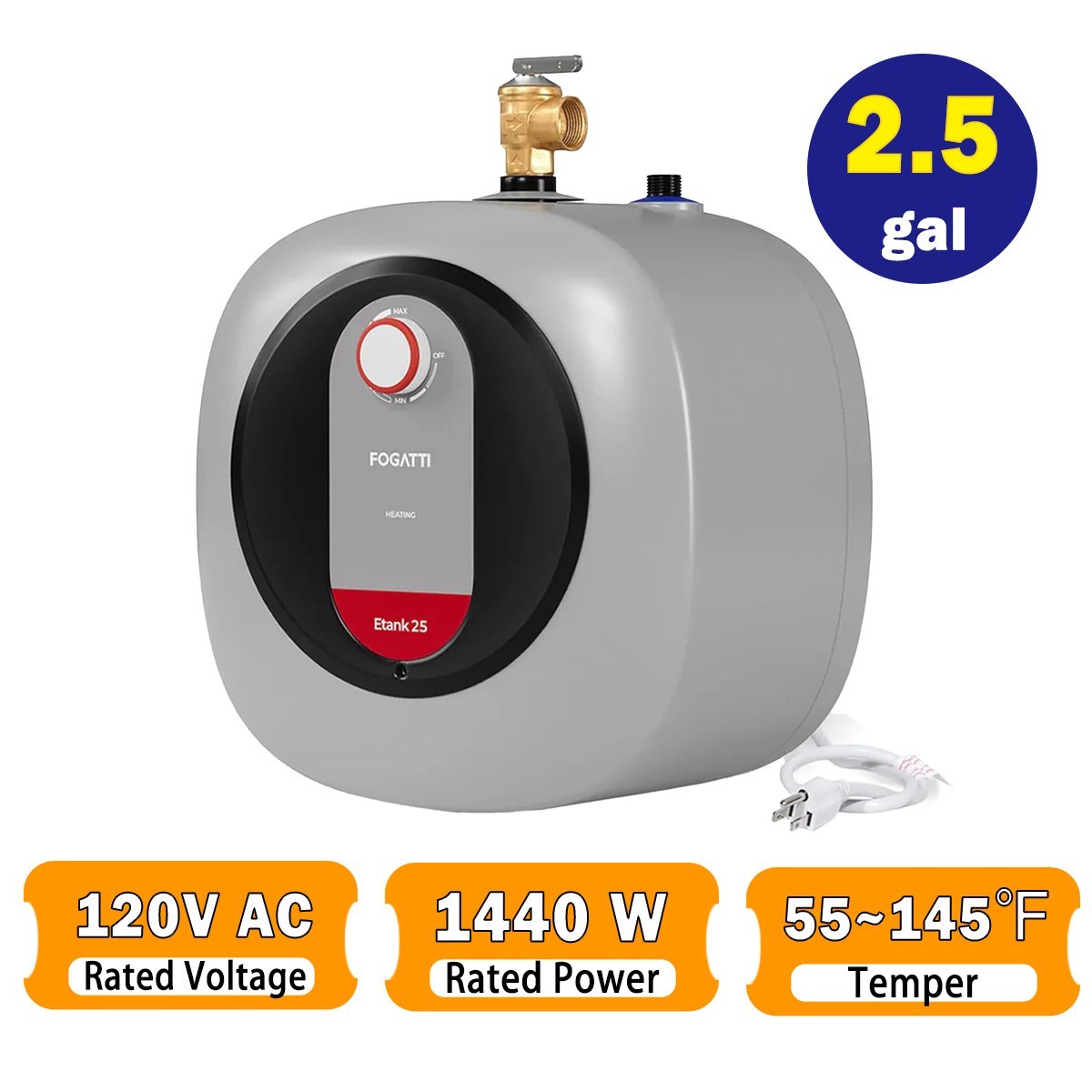 2.5 Gallon Electric Mini Tank Water Heater For RVs Home Kitchen Compact Storage