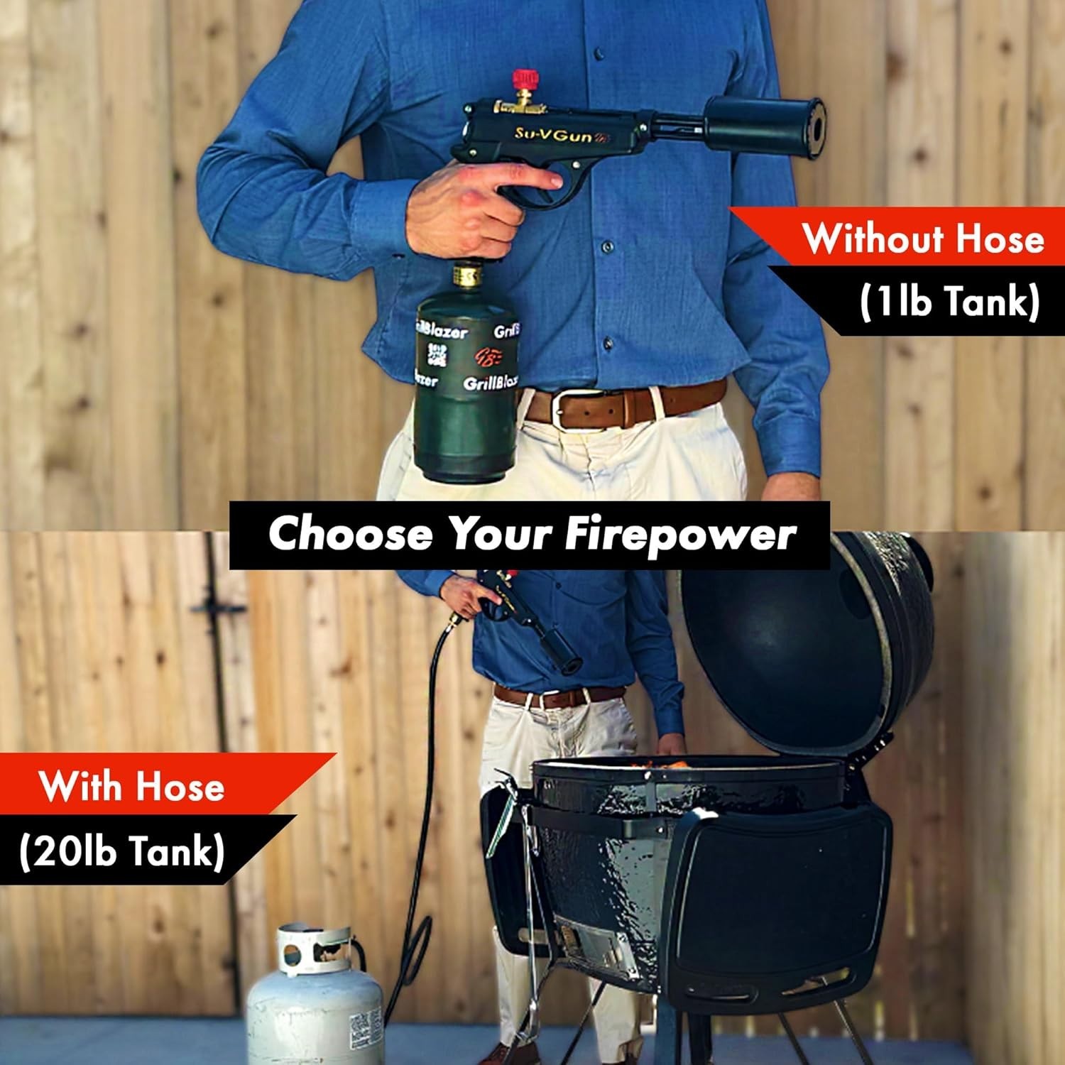 Su-VGun Propane Torch with Stand – High Power 240,000+ BTU Flame Thrower Gun ...