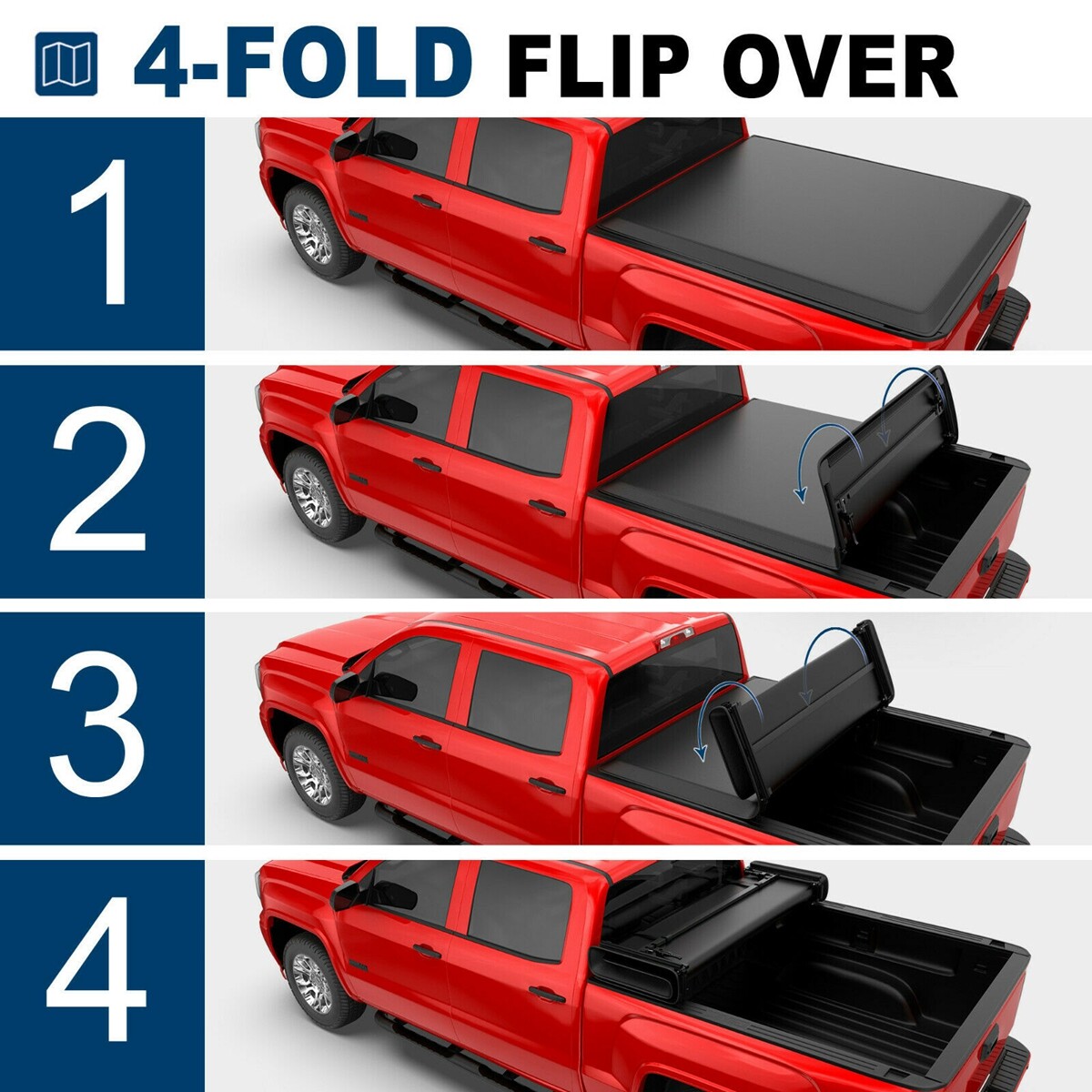 4-FOLD Truck Bed 6.5FT Tonneau Cover For 14-19 Chevy Silverado GMC Sierra 1500