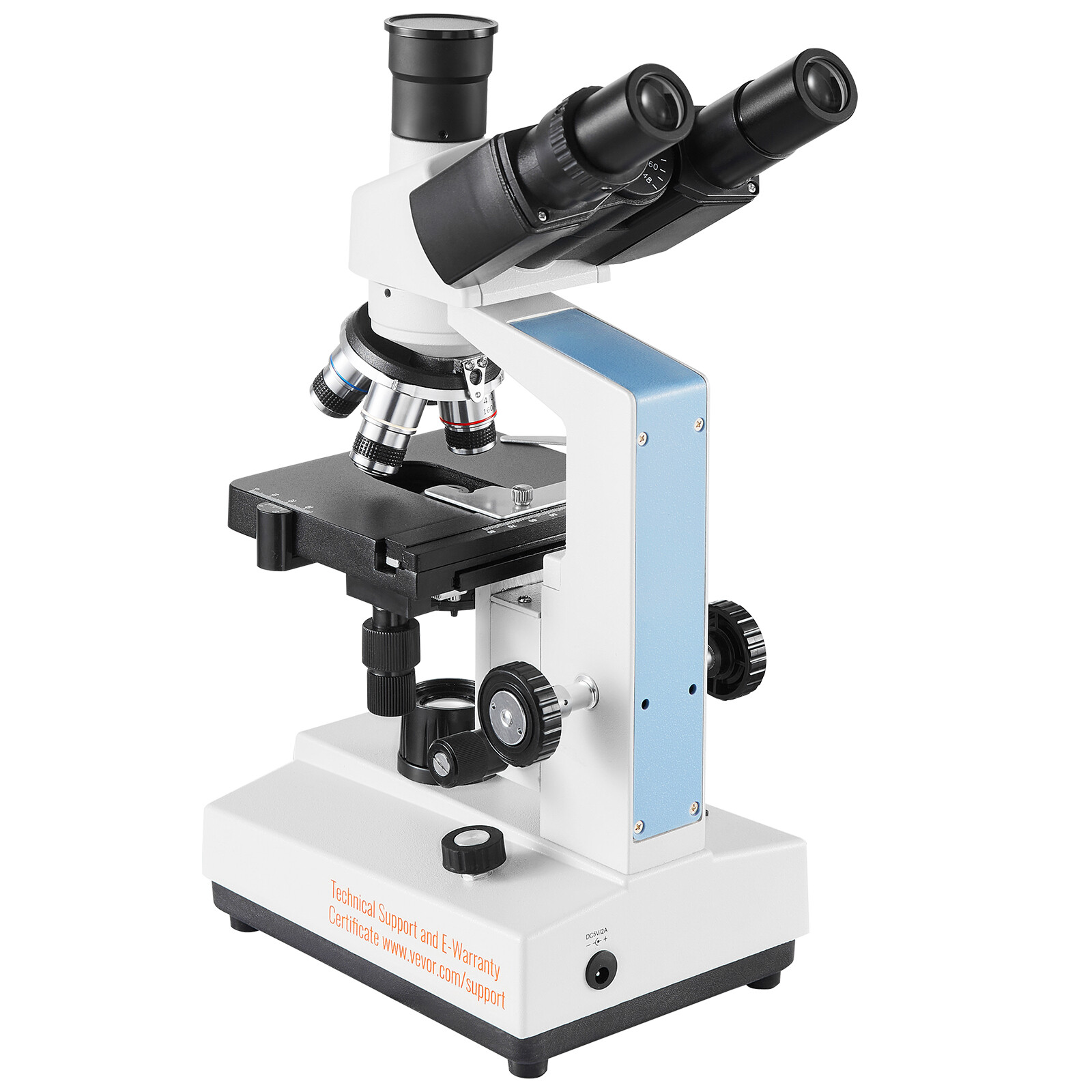 VEVOR Compound Trinocular Microscope 40X-5000X Two-Layer Mechanical Stage