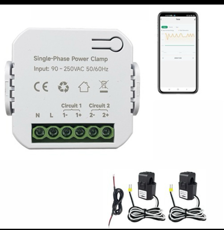 Energy Monitor, Home Smart Single Phase Clamp Electricity Meter with 2 * 120A...