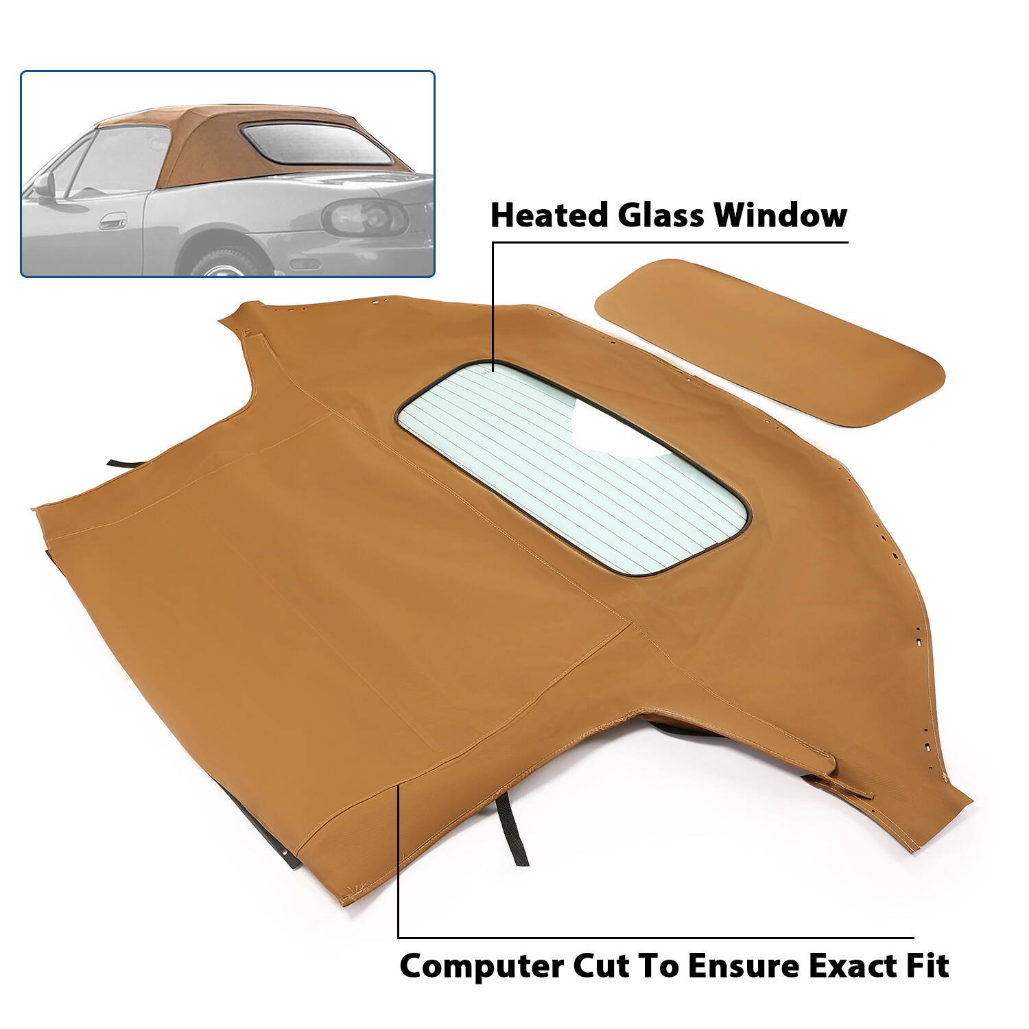 HECASA Tan Convertible Soft Top For Mazda Miata 90-97 99-05 with Glass Window