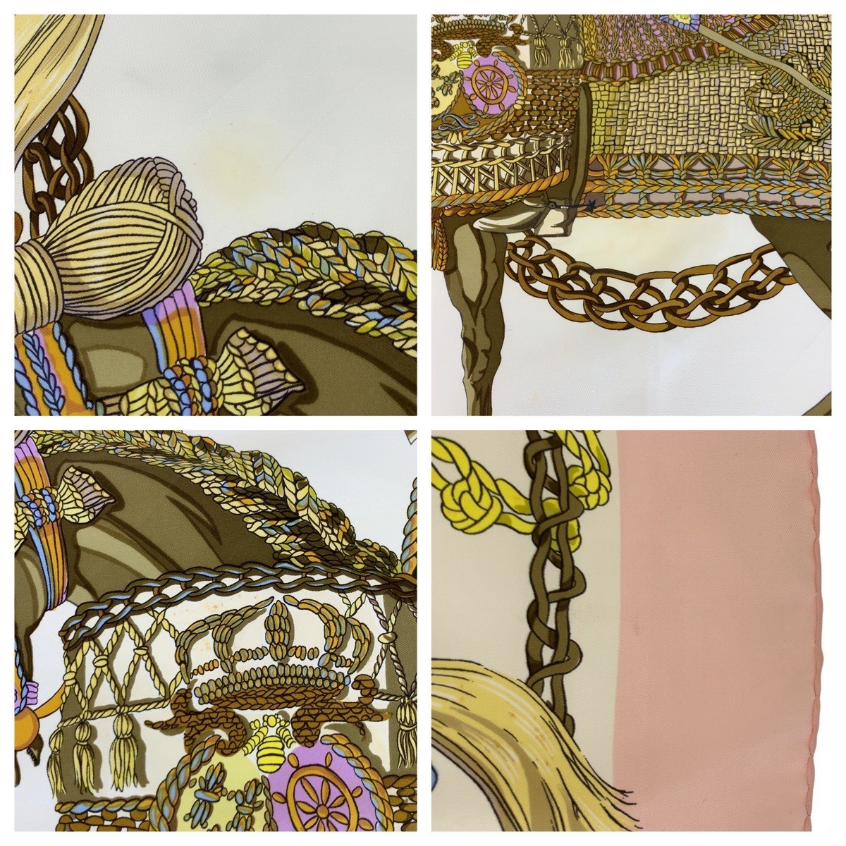 Hermes Timpani Carre 90 Pink Multicolor Silk Scarf Large Women